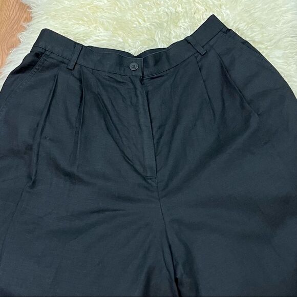 Vintage 90’s Susan Bristol Black Linen High Waist Relaxed Trouser Pants 12 - Picture 4 of 12